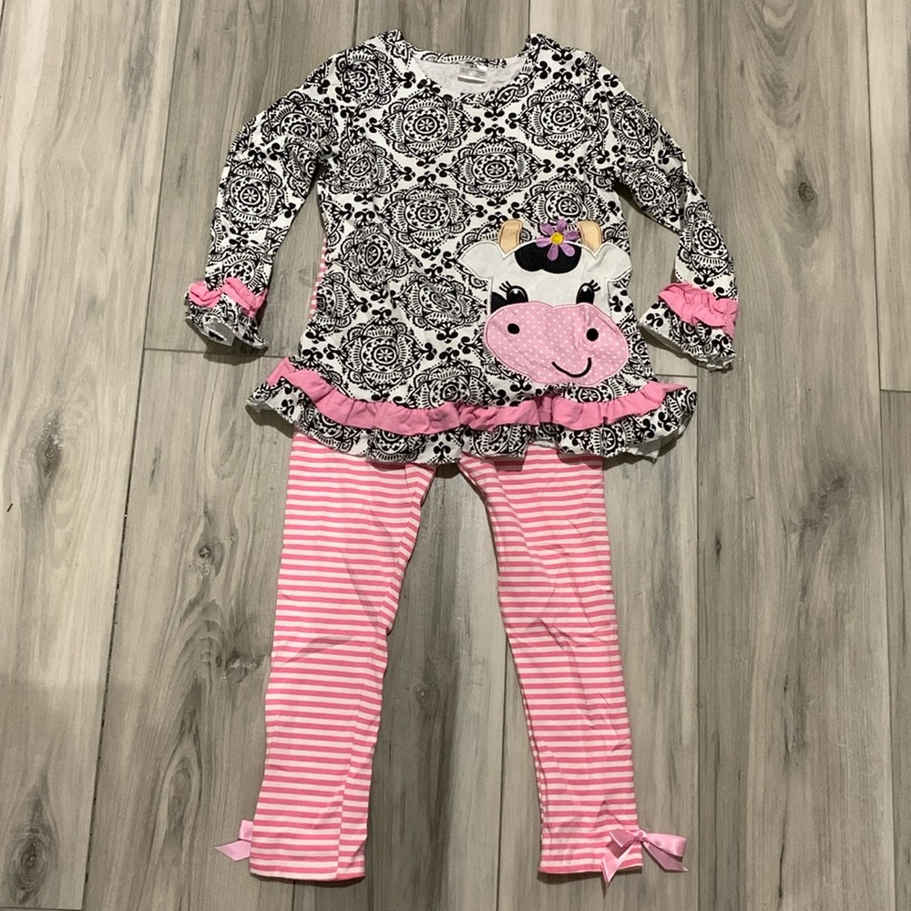 2️⃣ Pink & Cows Cute long sleeve set XL little girls NWT